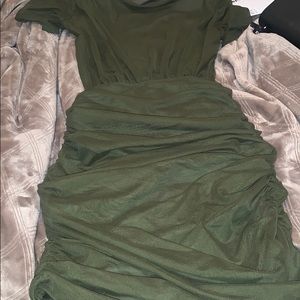 Olive Back our Mesh Party Dress